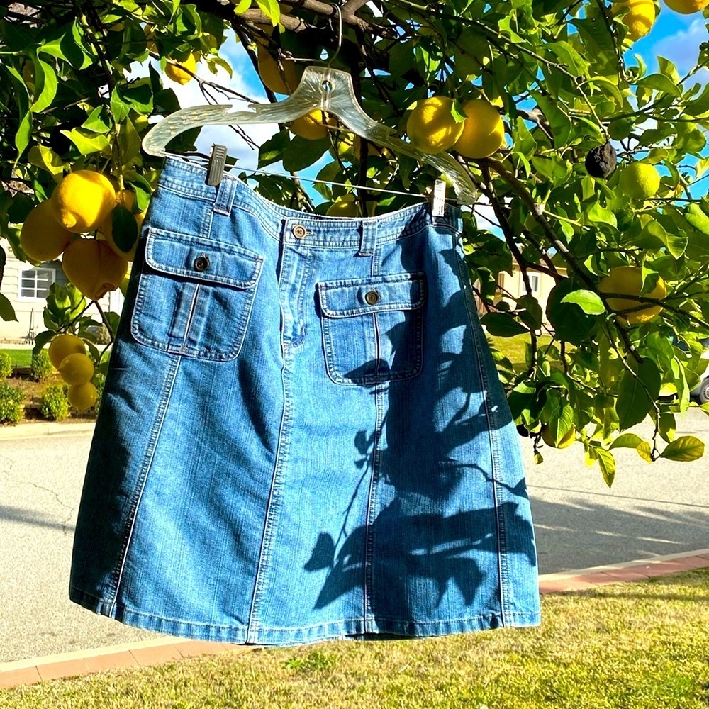 CHEROKEE DENIM WOMEN’S BLUE COTTON MINI SKIRT VINTAGE Size 12 EUC - Picture 3 of 12
